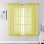 Chyhomenyc Lemon Sheer Curtains 72 Inch Length 2 Panels, Light Filtering Soft Airy Rod Pocket Voile Window Curtain Drapes for French Door Bedroom Living Room, Each 42Wx72L