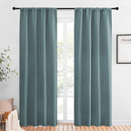 NICETOWN Greyish Blue Blackout Curtains Panels for Window, Thermal Insulated Rod Pocket Blackout Drapes/Draperies for Living Room (2 Panels, W42 x L84 inches)