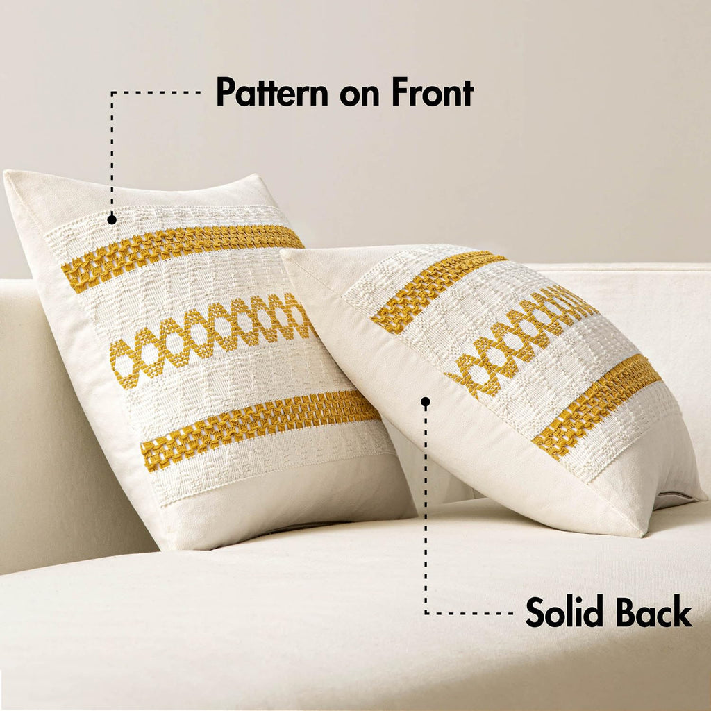 MIULEE Set of 2 Mustard Yellow Boho Decorative Pillow Covers 20x20 Inch