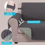 U-NICE HOME Loveseat Sofa Cover for 2 Cushion Couch, Dark Grey/Light Grey