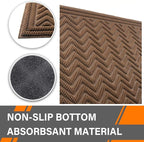 Mibao Front Door Mat, Dirt Trapper Welcome Mat for Outdoor Indoor, Non-Slip Waterproof Doormat, Durable Machine Washable Low Profile Entry Rug for Back Door Outside Patio, 35.5" x 24", Coffee Wave
