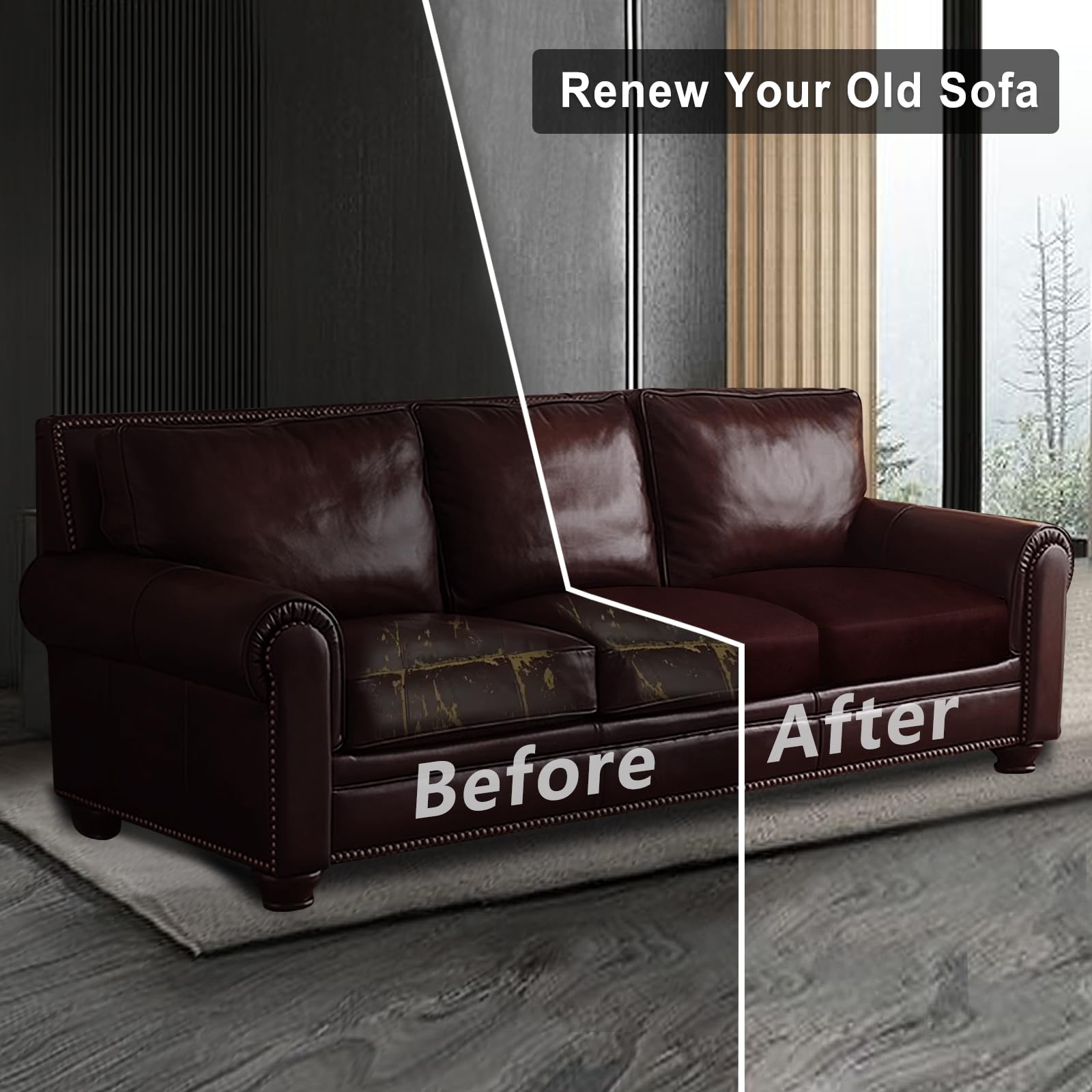 ANARACHON Leather Look Couch Cushion Covers Sofa Seat Slipcovers Sets Couches Furniture Protector for Sectional Armchair Loveseat Pets Kids Stretch Spandex Fabric (3 Cushion Sofa, Burgundy)