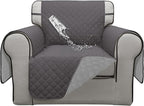 ISSUNTEX Double Protection 100% Waterproof Chair Sofa Cover for Living Room, Reversible Furniture Protector for Dogs, Pets, Kids (Chair, Gray/Light Gray)