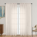 OVZME Cream Sheer Curtains 72 Inches Long 2 Panels Set, Light Filtering Sheer Curtains for Living Room Bedroom 59 Inch Extra Wide, Modern Voile Filmy Rod Pocket Window Drapes, 59Wx72L Inches