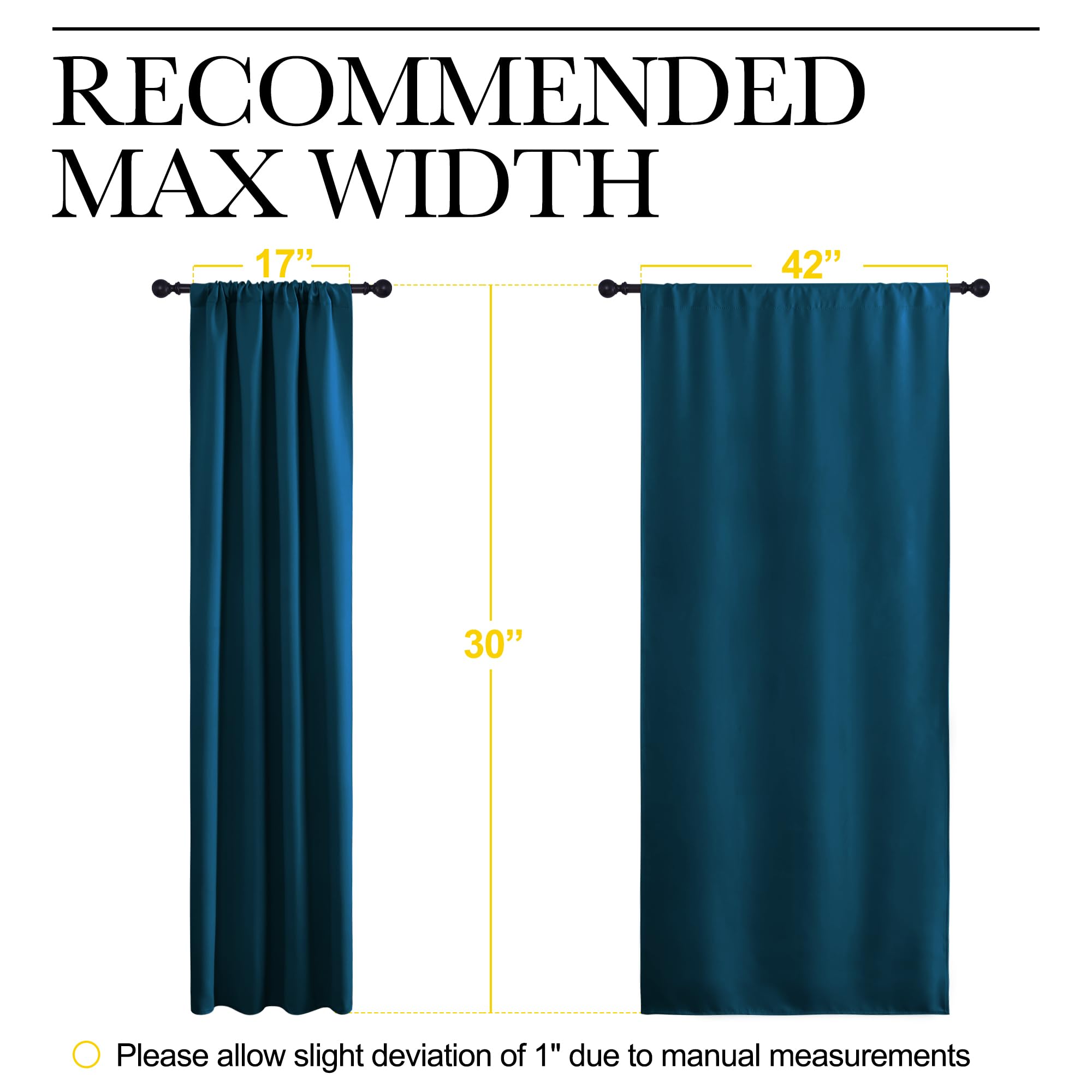 NICETOWN 2 Panels Blackout Curtains, Rod Pocket Thermal Insulated Drapes for Kitchen, Heavy Duty Small Window Treatment for Dorm Room, Studio Apartment, Basement (Moroccan Blue, W42 x L30)