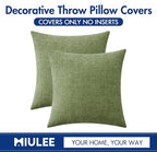 MIULEE Pack of 2 Couch Throw Pillow Covers 24x24 Inch Spring Soft Sage Green Chenille Pillow Covers for Sofa Living Room Solid Dyed Pillow Cases