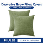 MIULEE Soft Chenille Euro Throw Pillow Covers Sage Green 22x22 Pack of 2