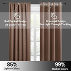 RYB HOME Bedroom Balckout Curtains - Small Window Decoration Solid Insulated Drapes Energy Efficiency Drapes for Kitchen Home Office Dining, Width 42 x Length 45 inch, Mocha, 2 Panels