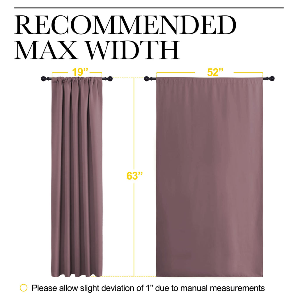 NICETOWN Blackout Curtains for Living Curtains, Room Darkening Curtains & Drapes for Kids Bedroom, Home Decoration Draperies (Dry Rose, 52" x 63", 2 PCs)