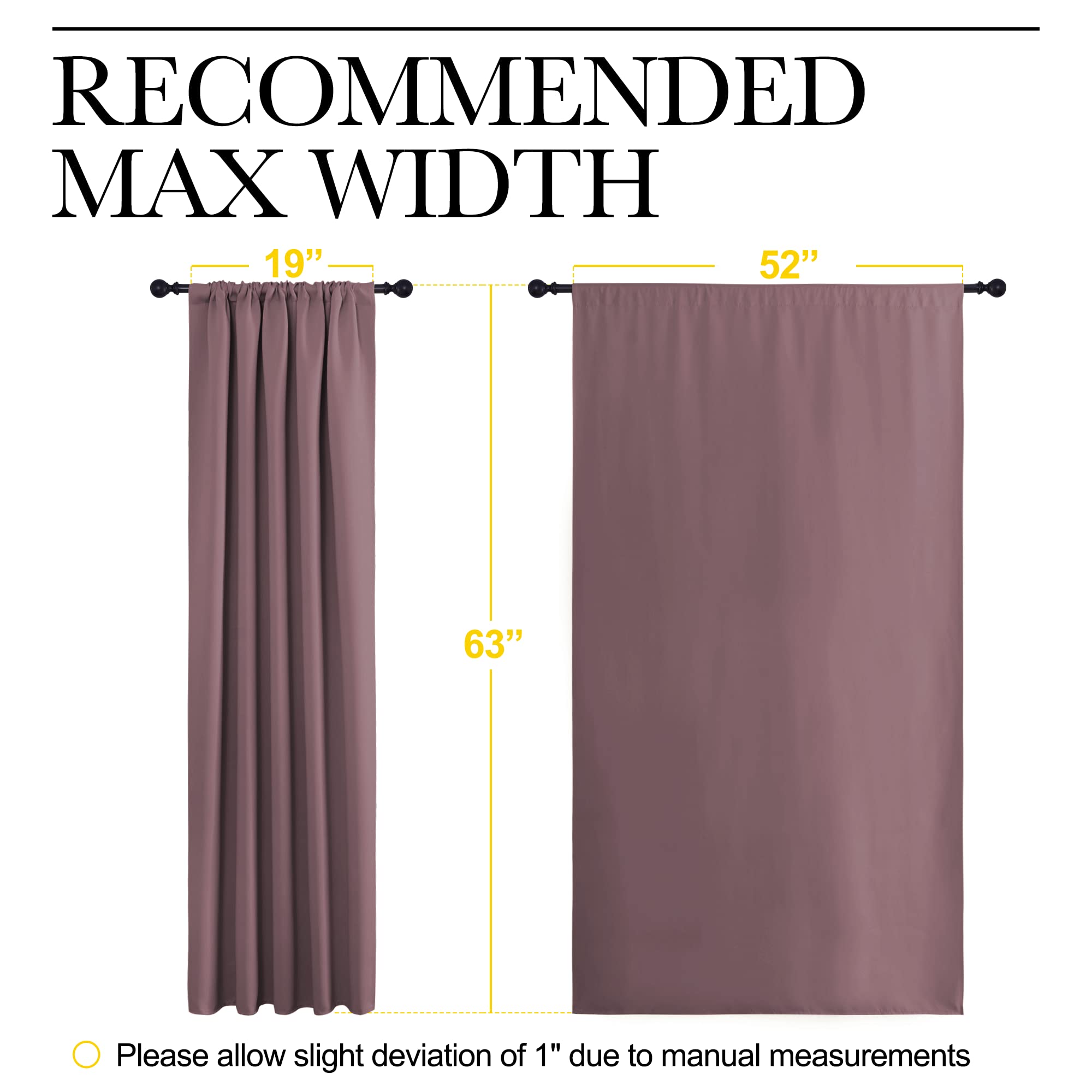 NICETOWN Blackout Curtains for Living Curtains, Room Darkening Curtains & Drapes for Kids Bedroom, Home Decoration Draperies (Dry Rose, 52" x 63", 2 PCs)