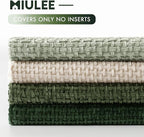 MIULEE Pack of 4 Couch Throw Pillow Covers 16x16 Inch Neutral Green Soft Decorative Chenille Pillow Covers Farmhouse Accent Cushion Covers for Boho Spring Home Decor Sofa Bedroom Living Room