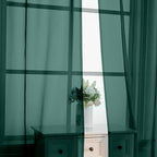 OVZME Hunter Green Sheer Curtains 63 Inches Long 2 Panels - Soft Light Filtering Window Sheer Panels for Living Room/Bedroom, Top Dual Rod Pocket, 1 Pair, Each 42Wx63L Inches