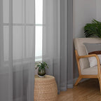 Chyhomenyc Charcoal Grey Sheer Curtains 78 Inches Long 2 Panels Set for Living Room, Light Filtering Voile Lightweight Bedroom Curtains, Rod Pocket Solid Window Treatment Drapes, Each 42W x 78L