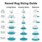 OLANLY Teal Round Rugs for Bedroom - Machine Washable, 8 ft Circle Area Rugs for Living Room, Soft and Fluffy Shaggy Carpet for Teen Girl and Boys, Nursery Rooms, Dorms, Home Decor Aesthetic