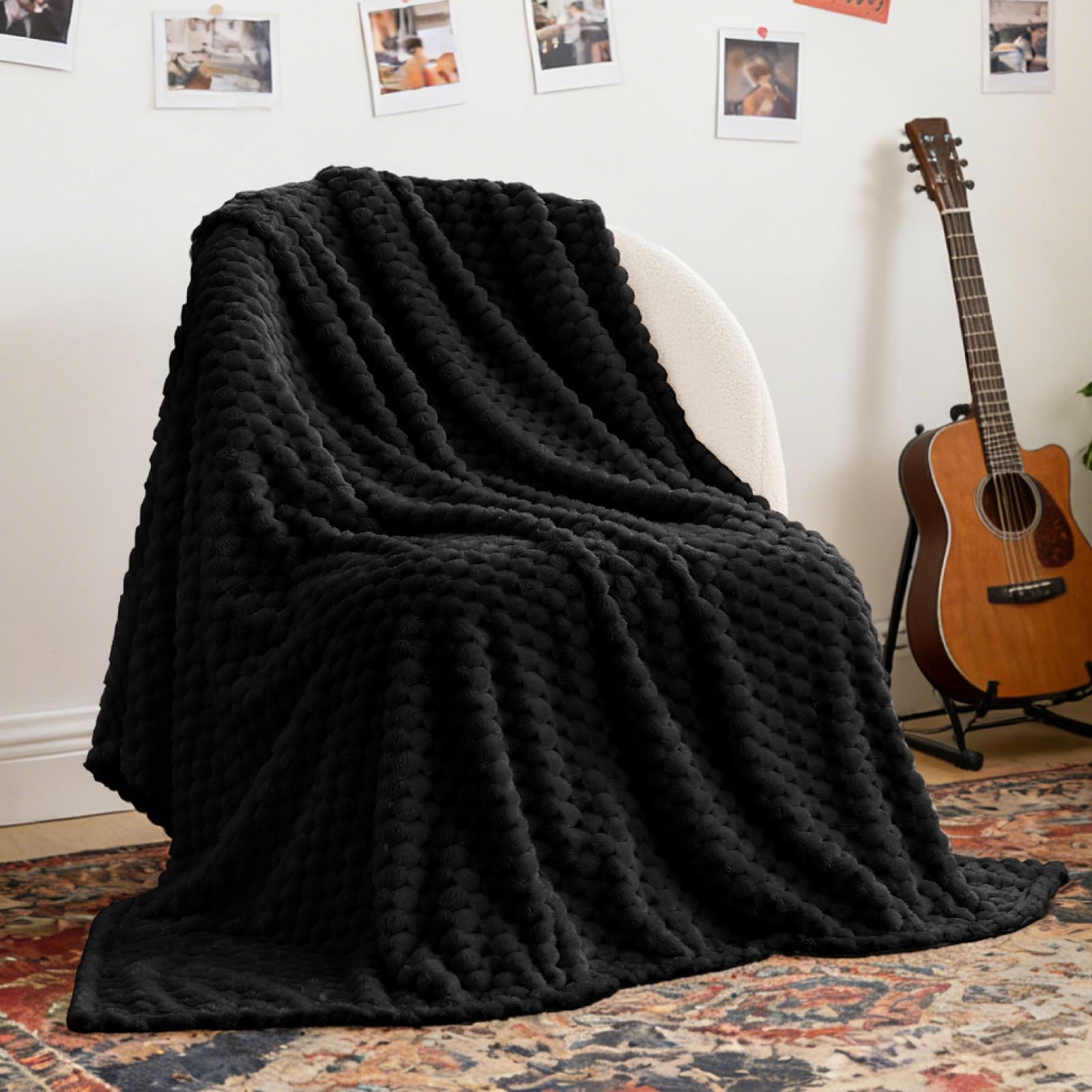 BEDELITE Black Throw Blanket for Couch, Soft Cozy Gifts for Women, 50 * 60