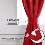 Deconovo Blackout Curtains, Christmas Red Curtain, Thermal Insulated Noise‑Reduced Drapes, Wave Line Dot Foil Print, 52 x 108 Inch Long, 2 Panels, Machine‑Washable Window Curtain for Party Living Room