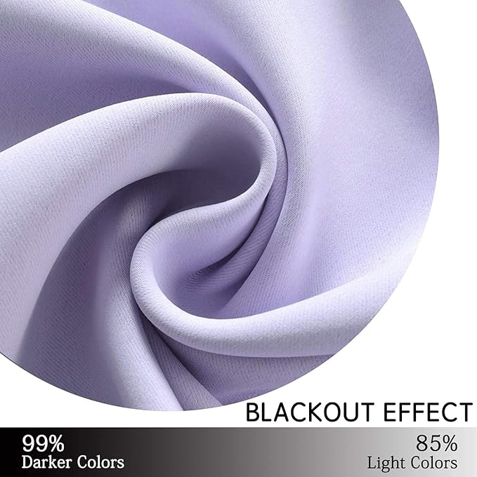 Yakamok 84 Inch Length Blackout Curtains for Bedroom, Thermal Insulated Room Darkening Grommet Top Window Drapes for Living Room,Lilac,42W x 84L,2 Panels
