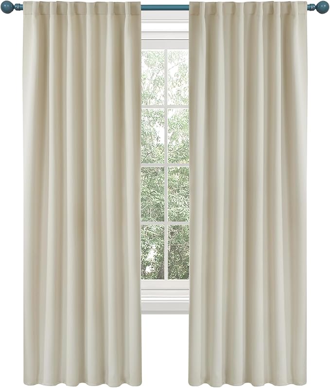 Deconovo Blackout Curtains for Bedroom, Living Room Curtains 63 Inches Long