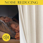 NICETOWN 100% Absolutely Blackout Linen Curtains with Thermal Insulated White Liner, Beige, 52" Wide by 45" Long, 2 Pieces, Anti-Rust Grommet Natural Burlap Fabric Window Drapes for Bedroom/Kids Room