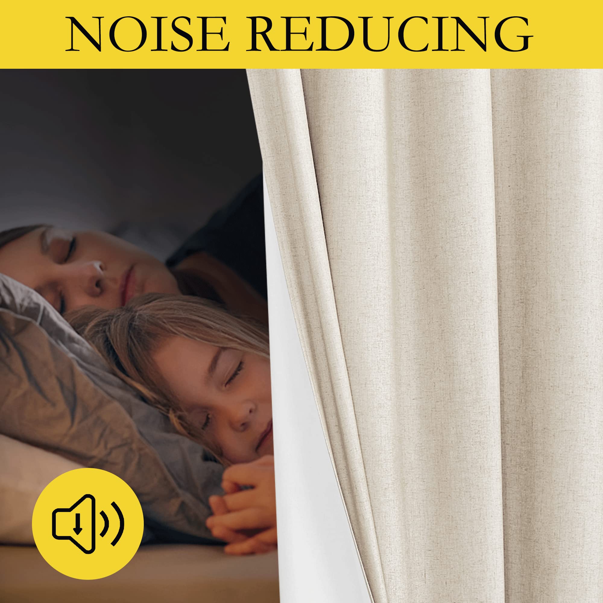NICETOWN 100% Blackout Linen Texture Curtains 80" Long, Beige, 2 Pcs, Thermal Insulated Full Blackout 2-Layer Lined Drapes, Energy Efficiency Window Draperies for Boy's Room