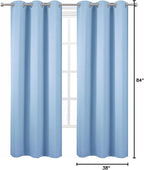 LEMOMO Sky Blue Thermal Blackout Curtains/38 x 84 Inch/Set of 2 Panels Room Darkening Curtains for Bedroom