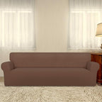 PureFit Super Stretch 4 Seater Sofa Slipcover – Spandex Non Slip Soft Couch Sofa Cover, Washable Furniture Protector with Non Skid Foam and Elastic Bottom for Kids, Pets （XX Large, Brown）