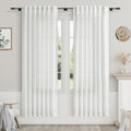 White Semi Sheer Linen Curtains 72 inch Length for Living Room Back Tab Rod Pocket Modern Farmhouse Coastal Decor Off White Cotton Textured Gauze Curtains 72 inches Long for Dining Room Office