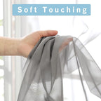 OWENIE Sheer Curtains 96 Inch Length, Elegant Sheer Curtains for Bedroom, Window Voile Sheer Curtain Panels/Drapes/Treatment for Living Room, 2Pcs, Each 42" W x 96" L, Charcoal Gray