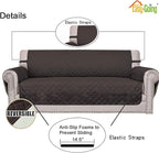 Easy-Going Reversible Couch Cover for 3 Cushion Couch Sofa Cover for Dogs Water Resistant Furniture Protector Cover with Foam Sticks Elastic Straps for Pet Cat (Sofa, Chocolate/Ivory)