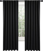 Deconovo Blackout Curtains 84 Inches Long, Black Blackout Curtains for Bedroom - 2 Panels, 52x84 Inch, Room Darkening Curtains for Living Room, Back Tab and Rod Pocket Black Curtains