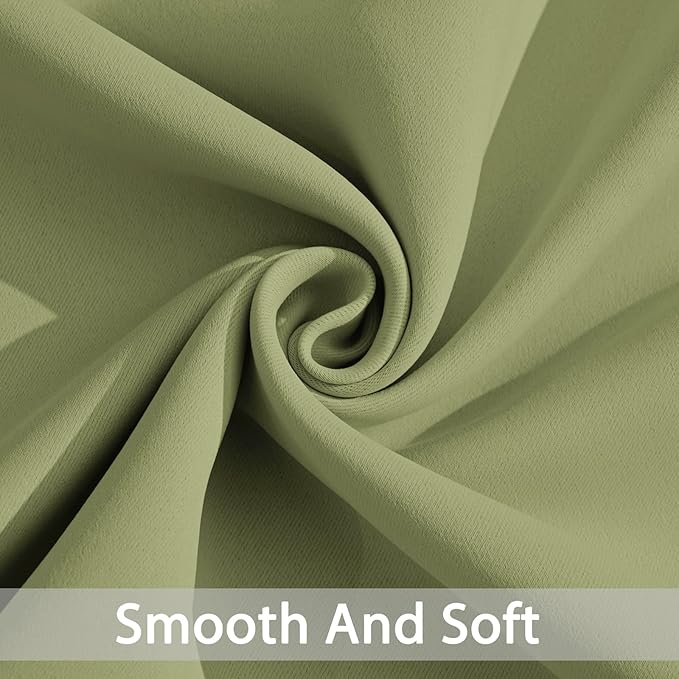 Yakamok 84 Inch Length Blackout Curtains for Bedroom, Thermal Insulated Room Darkening Grommet Solid Window Drapes for Living Room,42W x 84L,Sage Green,2 Panels