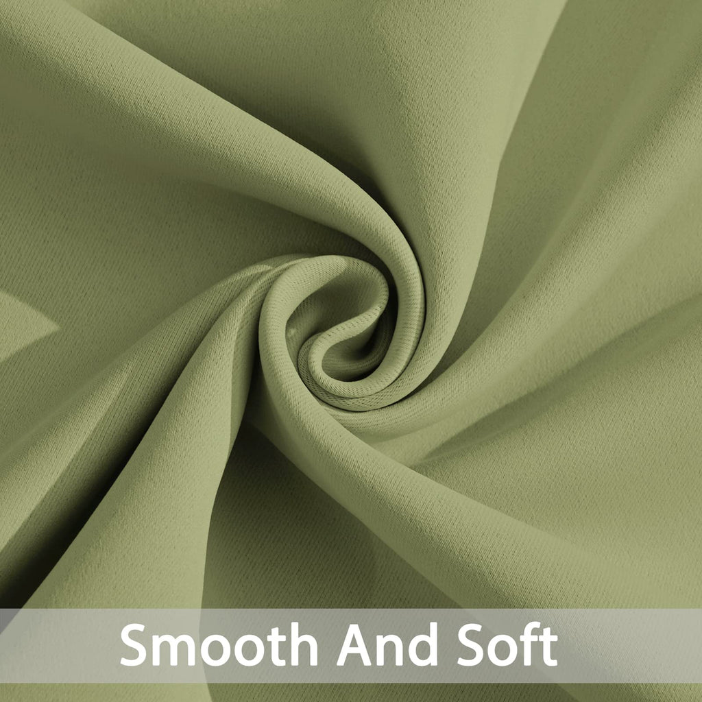 Yakamok Room Darkening Curtains 52x108 inch Length Sage Green-Living Room