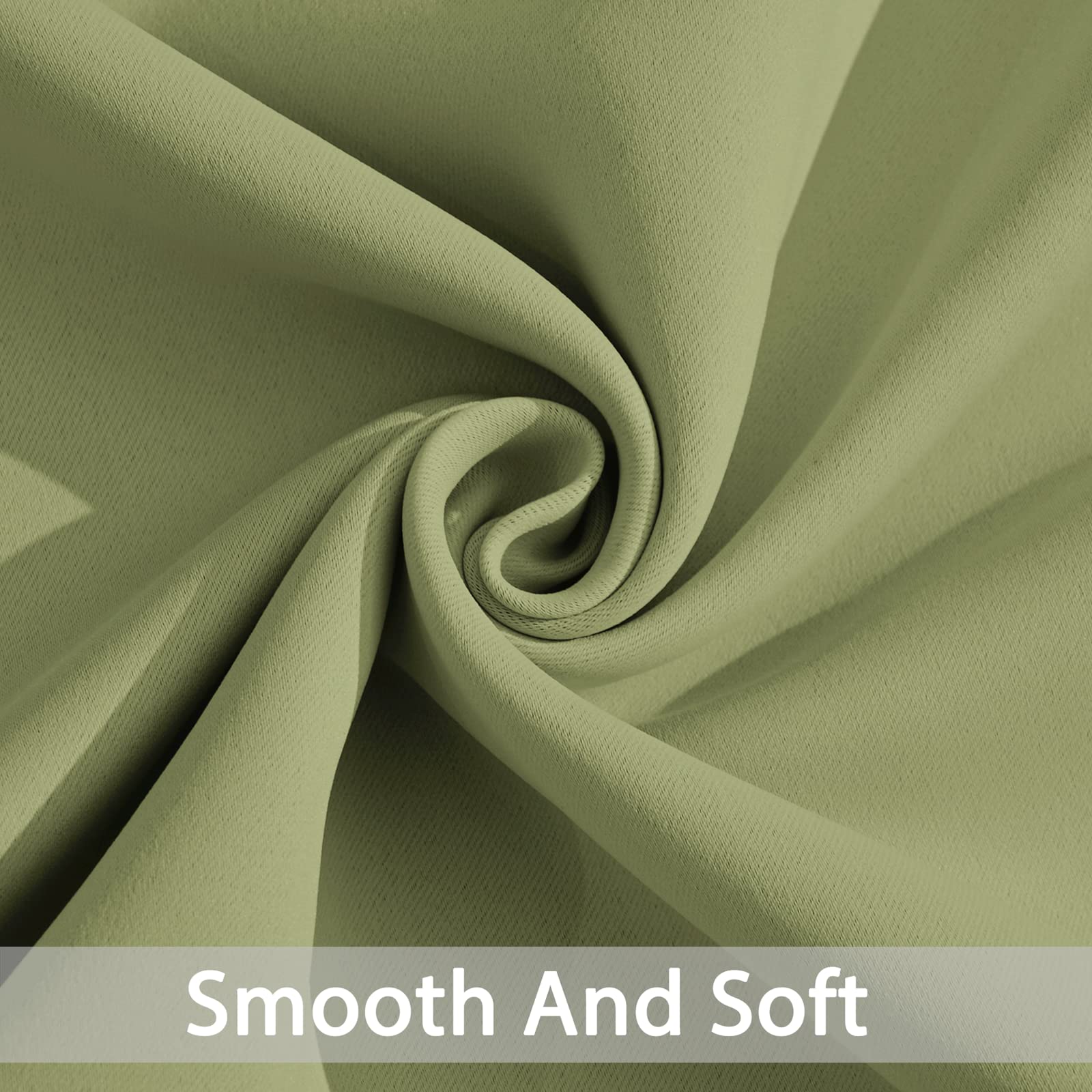 Yakamok Room Darkening Curtains 52x108 inch Length Sage Green-Living Room