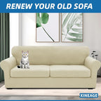 XINEAGE New 3 Pieces Couch Covers for 2 Extra Large Cushion Sofa Super Stretch Sofa Cover for 2 Large Seat Universal Loveseat Slip Cover for Living Room (Light Beige), 71"-91"(2 Cushions)