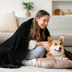 BEDELITE Ribbed Jacquard Black Fleece Throw Blanket for Couch, 50x70 Inch
