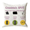 ONFAON Grandma Gifts, Grandma's Spot Throw Pillow Covers 18x18 Inch,Put Phone Glasses and Remote Control Pillowcase,Birthday Christmas Thanksgiving Day Gifts for Grandma Mom,3-Pocket