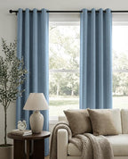 100% Blackout Shield Curtains, Blue, 50''W x 84''L, 2 Panels, Grommet Top, Thermal Insulated, Full Light Blackout, Living Room/Bedroom