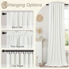 Black Out Curtains 72 Inch Long 2 Panel Burg Lightweight Faux Linen Cute Blackout Bay Window Curtain Modern Neutral Drapes for Bedroom Cabin Room Darkening Curtains 6FT Length Back Tab Ivory Off White