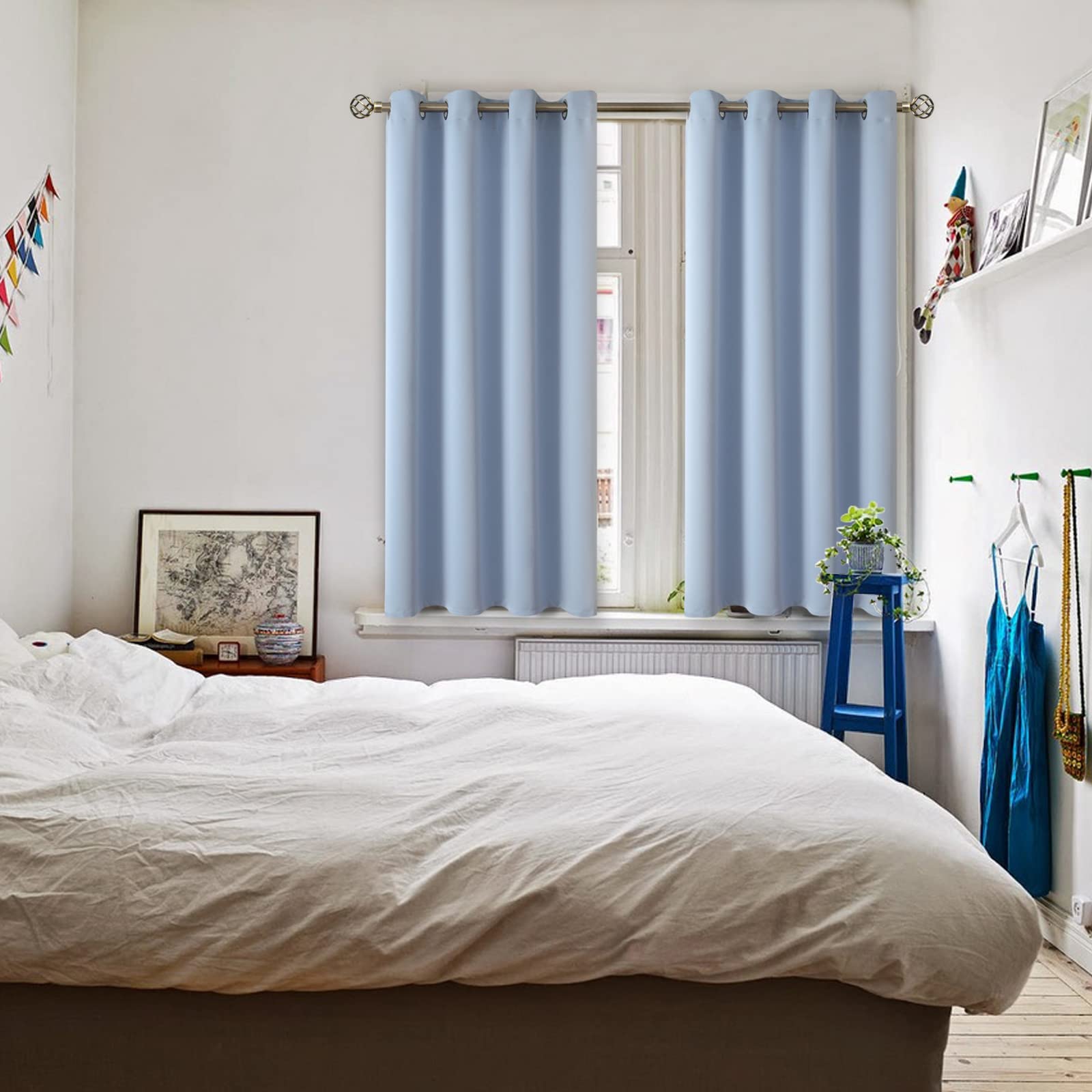 BGment Blackout Curtains for Living Room - Grommet Thermal Insulated Room Darkening Curtains for Bedroom, 2 Panels of 52 x 45 Inch, Spa Blue