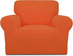 Easy-Going Stretch Chair Sofa Slipcover 1-Piece Couch Sofa Cover Furniture Protector Soft with Elastic Bottom for Kids, Pet. Spandex Jacquard Fabric Small Checks (Chair, Orange)