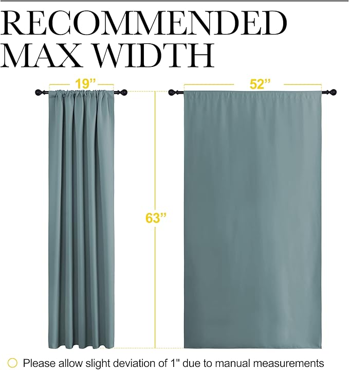 NICETOWN Greyish Blue Blackout Curtains Panels for Window, Thermal Insulated Rod Pocket Blackout Drapes/Draperies for Living Room (2 Panels, W52 x L63 inches)