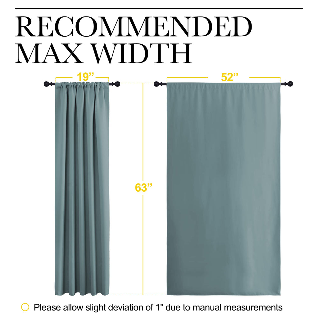 NICETOWN Greyish Blue Blackout Curtains Panels for Window, Thermal Insulated Rod Pocket Blackout Drapes/Draperies for Living Room (2 Panels, W52 x L63 inches)