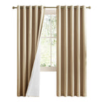 NICETOWN 100% Absolutely Blackout Linen Curtains with Thermal Insulated White Liner, Camel, 62" Wide, 2 Pieces, Privacy Vertical Window Drapes for Office Laundry Living Room Windows 84 inch Long