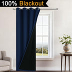 Yakamok Navy Blue Blackout Curtains 96" Long for Bedroom 52" Wide 1 Panel