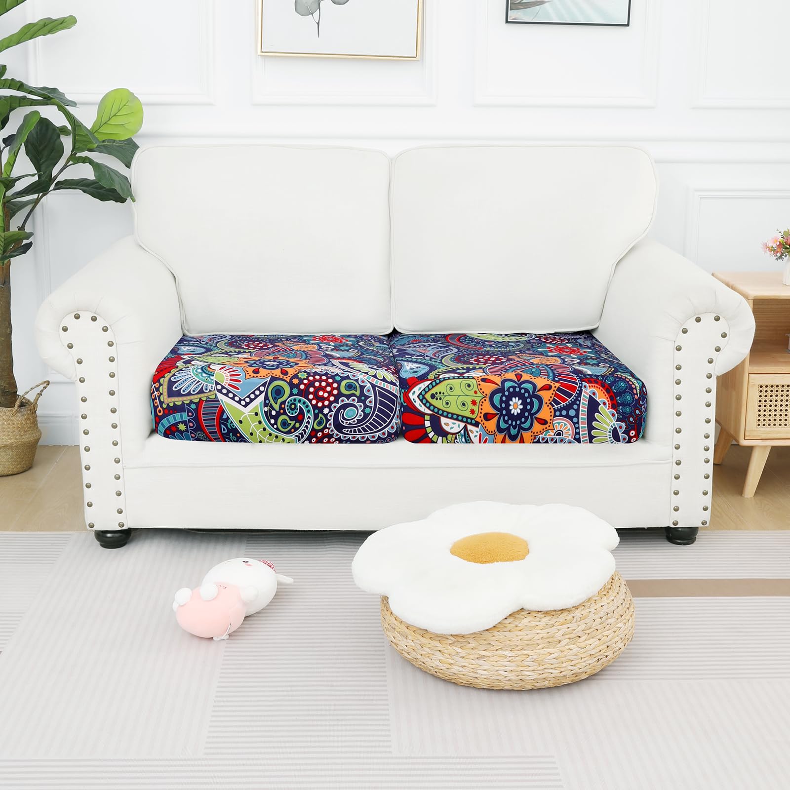 Smiry Printed Couch Cushion Covers, Stretch Couch Covers for Sofa