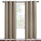 NICETOWN Taupe Room Darkening Curtains for Kitchen, Set of 2, 42 inches Wide by 78 inches Long, Window Treatment Thermal Insulated Solid Grommet Room Darkening Curtains/Drapes for Bedroom