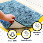 Muddy Mat® | Super Absorbent Door Mat Indoor, Microfiber Quick Dry Chenille Entryway Rug, Non-Slip Front Door Mat, Indoor Mats for Entryway, Machine Washable Pet Rug, Sky Blue 24"x36"