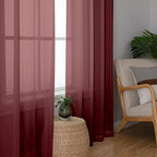 Aiyufeng 108 Inch Red Sheer Window Curtains for Farmhouse, Rod Pocket Voile Window Treatment Vertical Panels for Study Room/Bedroom/Living Room, Burgundy, W40 x L108, 2 Panels