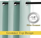 NICETOWN Insulated Curtains Blackout Draperies - Window Treatment Seafoam Green Blackout Eyelet Top Curtains/Panels for Bedroom/Living Room Window, 95 inches Long, 2 Panel Set