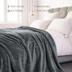 Exclusivo Mezcla Fuzzy Plush Fleece Bed Blanket Queen Size, Dark Grey